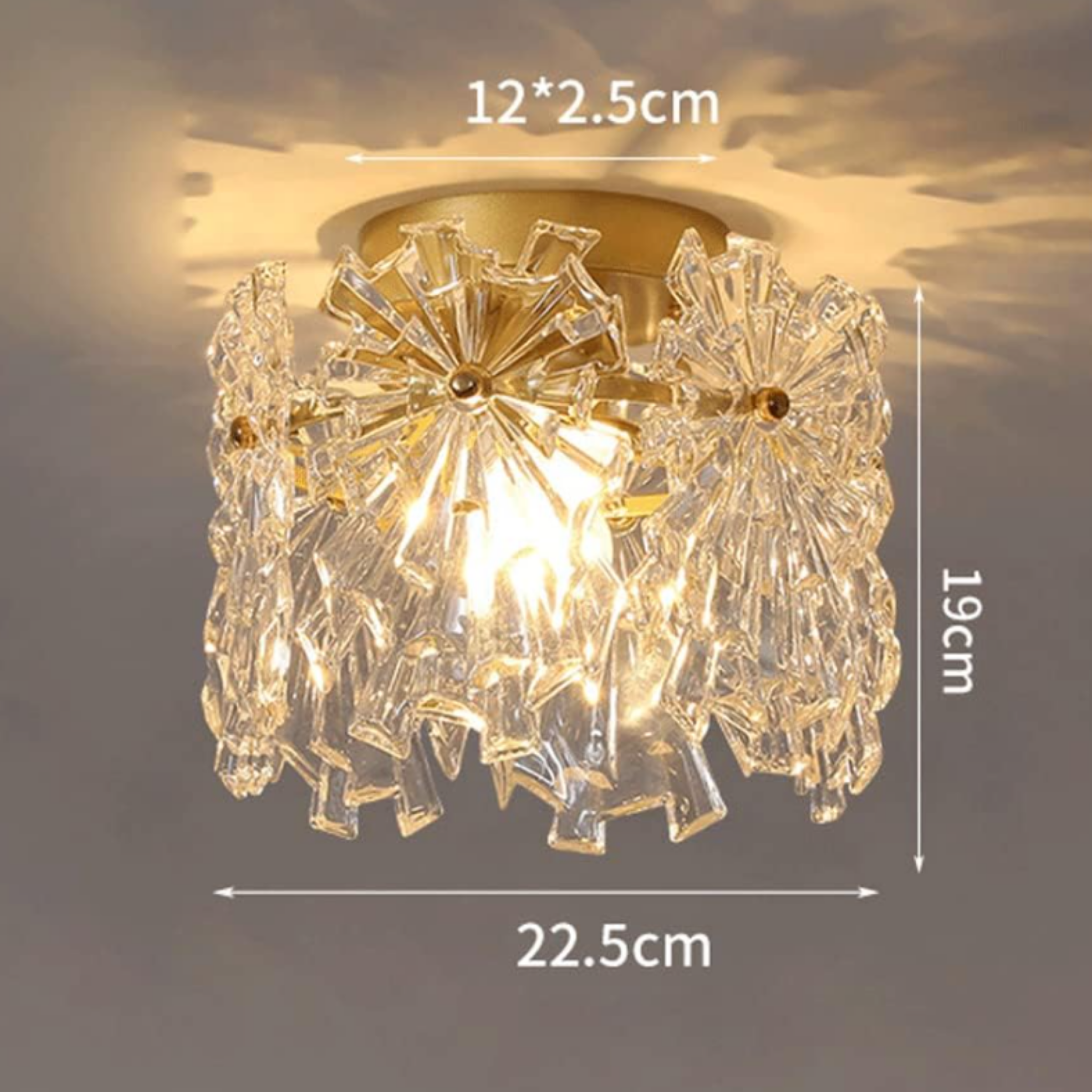 Dimensions of the modern opal glass flush mount ceiling light