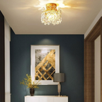 Modern opal glass flush mount ceiling light in a hallway