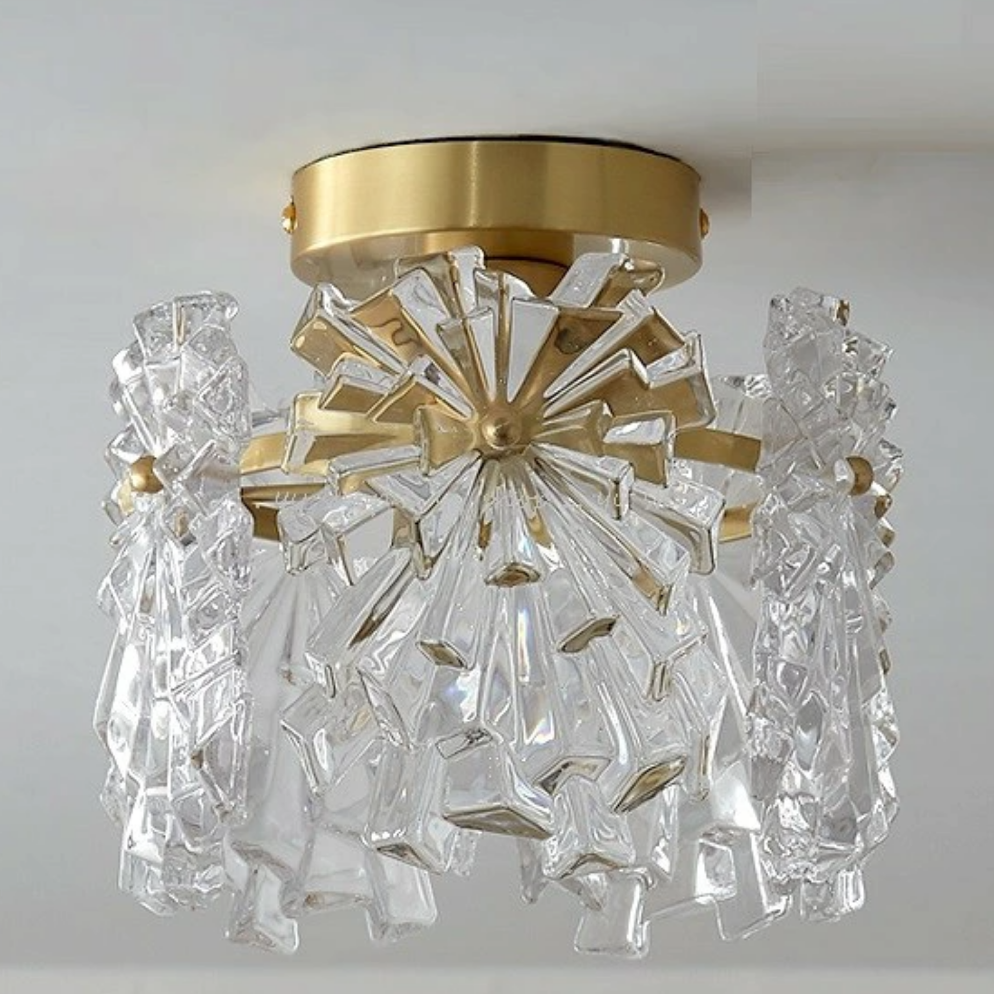 Modern opal glass flush mount ceiling light turned off