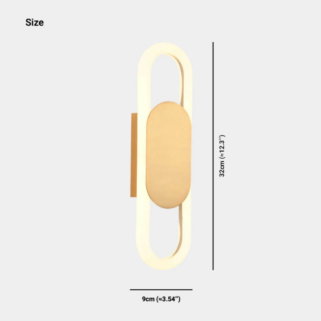 Dimensions of the modern oval LED wall sconce