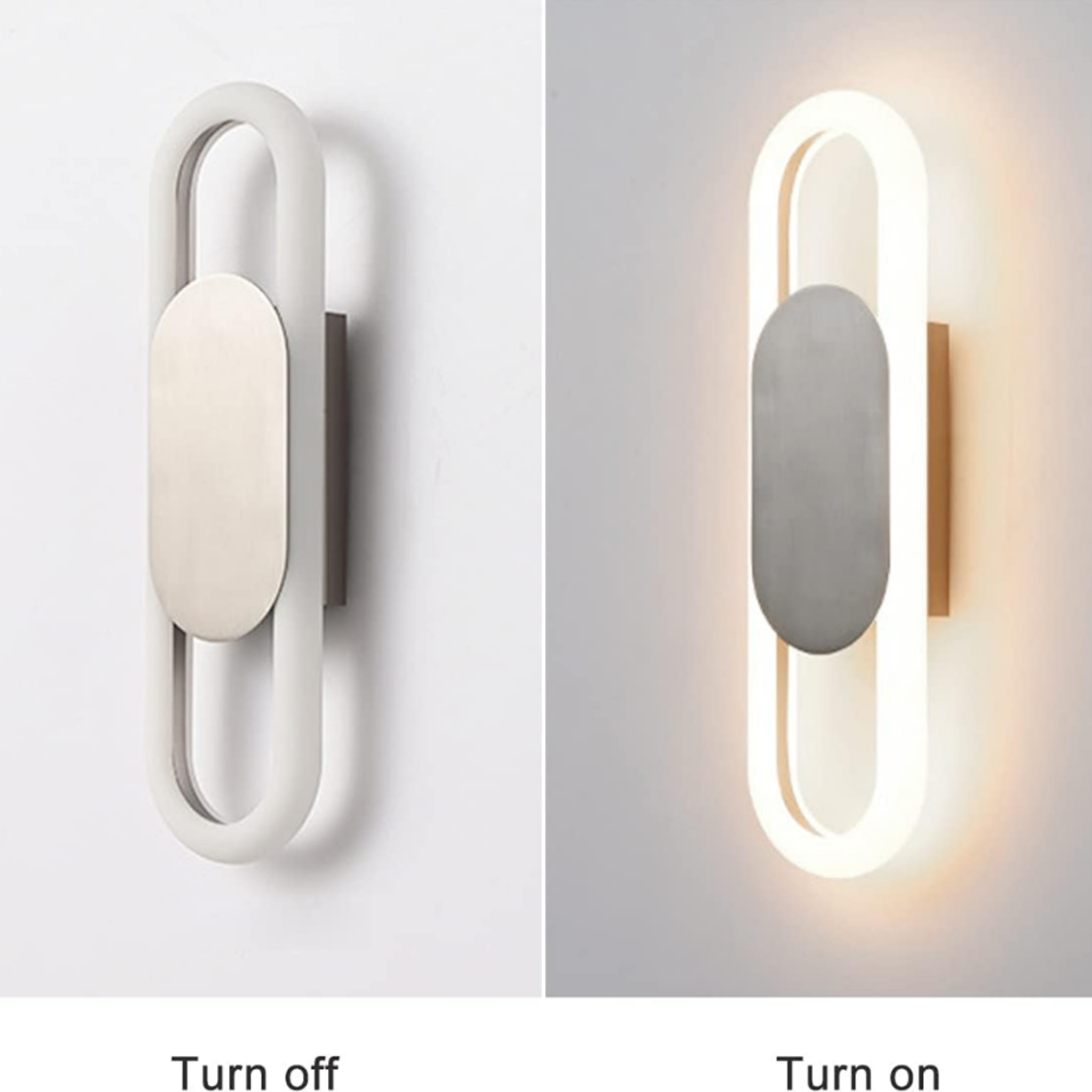 Modern oval LED wall sconce turned off