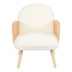 Front view of modern upholstered rattan accent chair