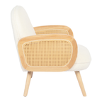 Side view of modern Japanese upholstered accent chair