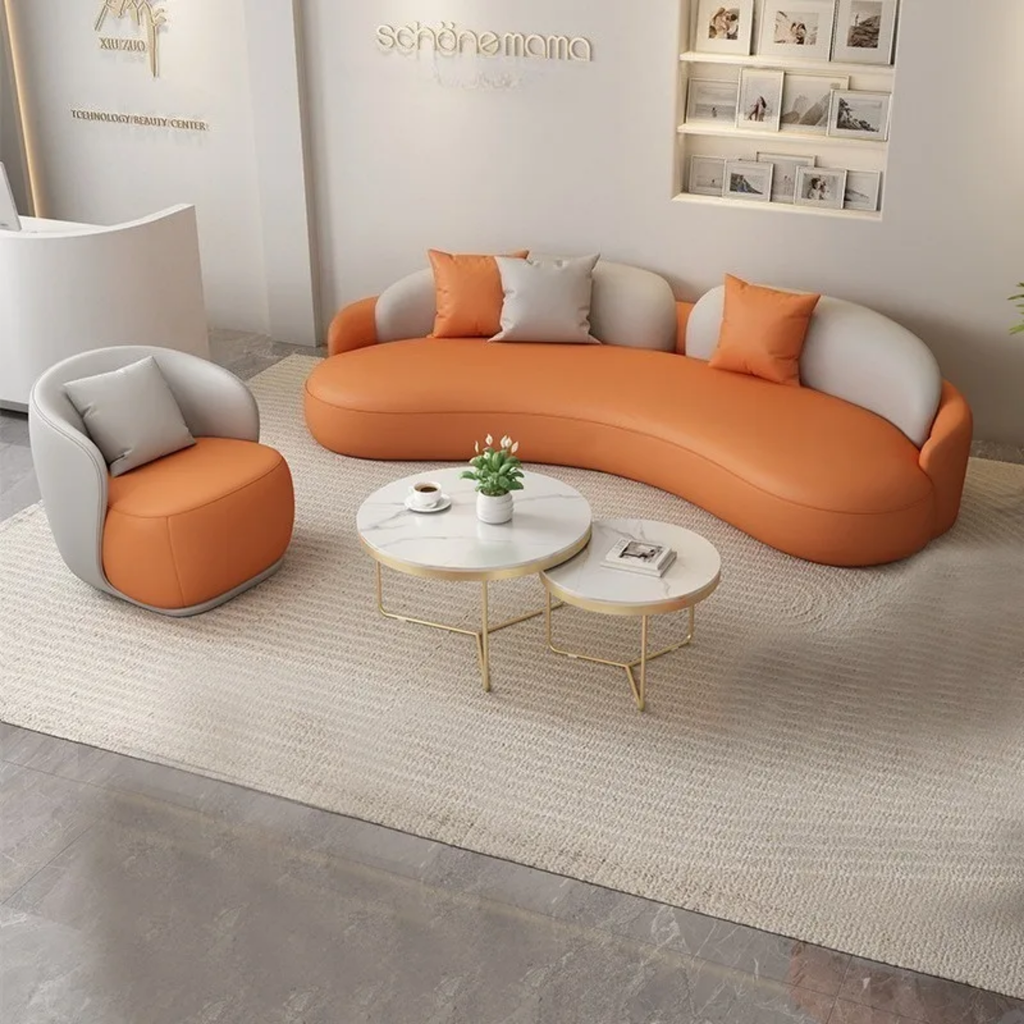 Modern curved accent chair for office reception area