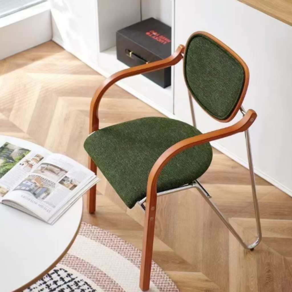 Modern upholstered accent chair for dining and living spaces