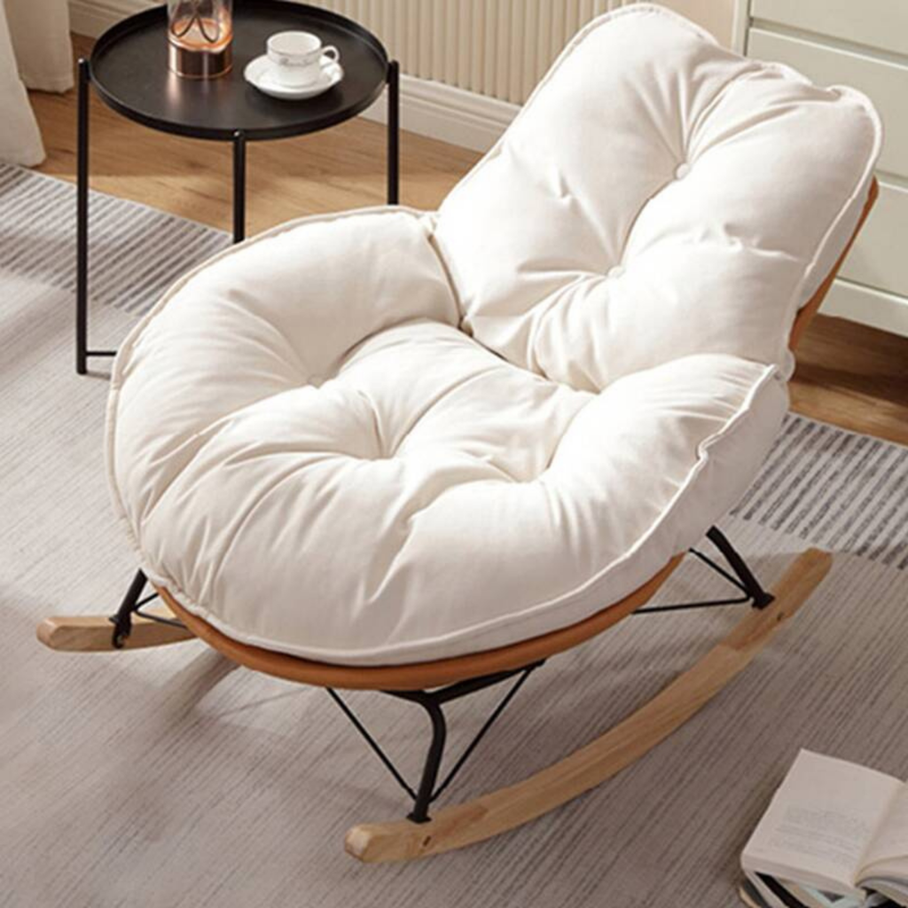 Curved rocking accent chair for reading and relaxation