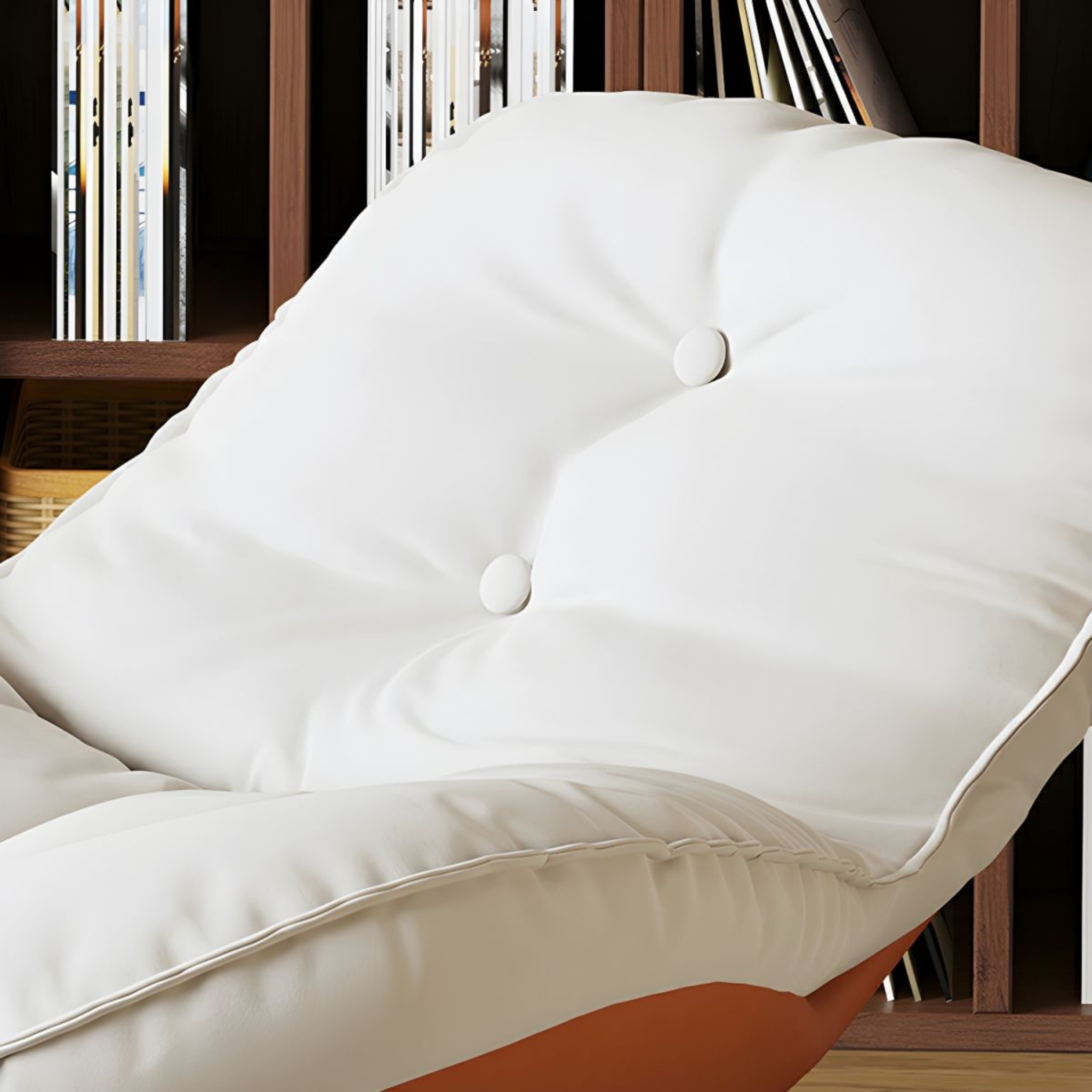 Detais of the modern leisure chair with curved backrest and rocking base
