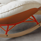 Detais of the modern leisure chair with curved backrest and rocking base