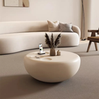 Modern round coffee table in a living room
