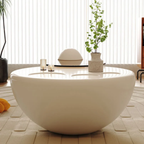 Side profile of the modern round coffee table