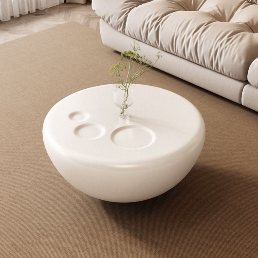 Top view of the modern round coffee table