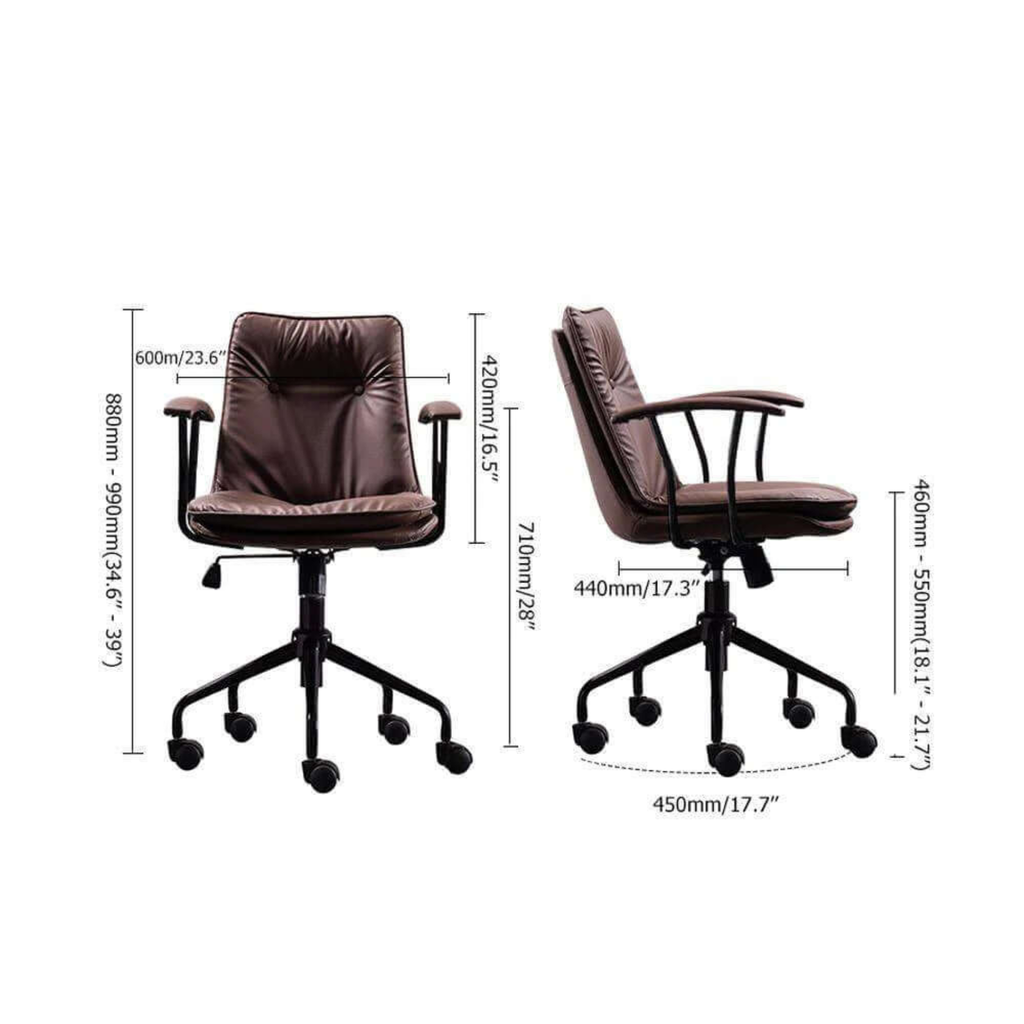 Modern desk chair dimensions