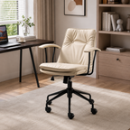 Modern Scandinavian leather desk chair with armrests