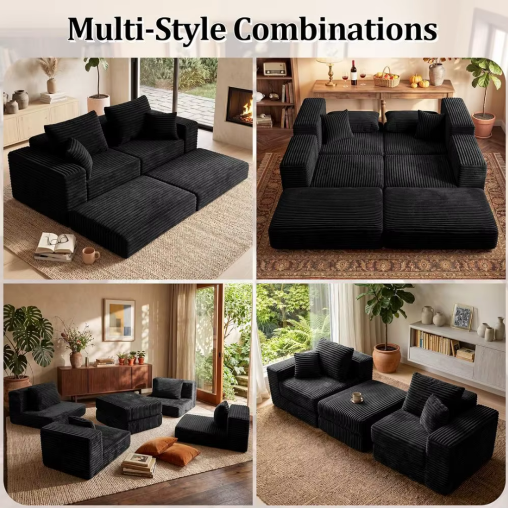 Components of the modern L-shaped sectional sofa