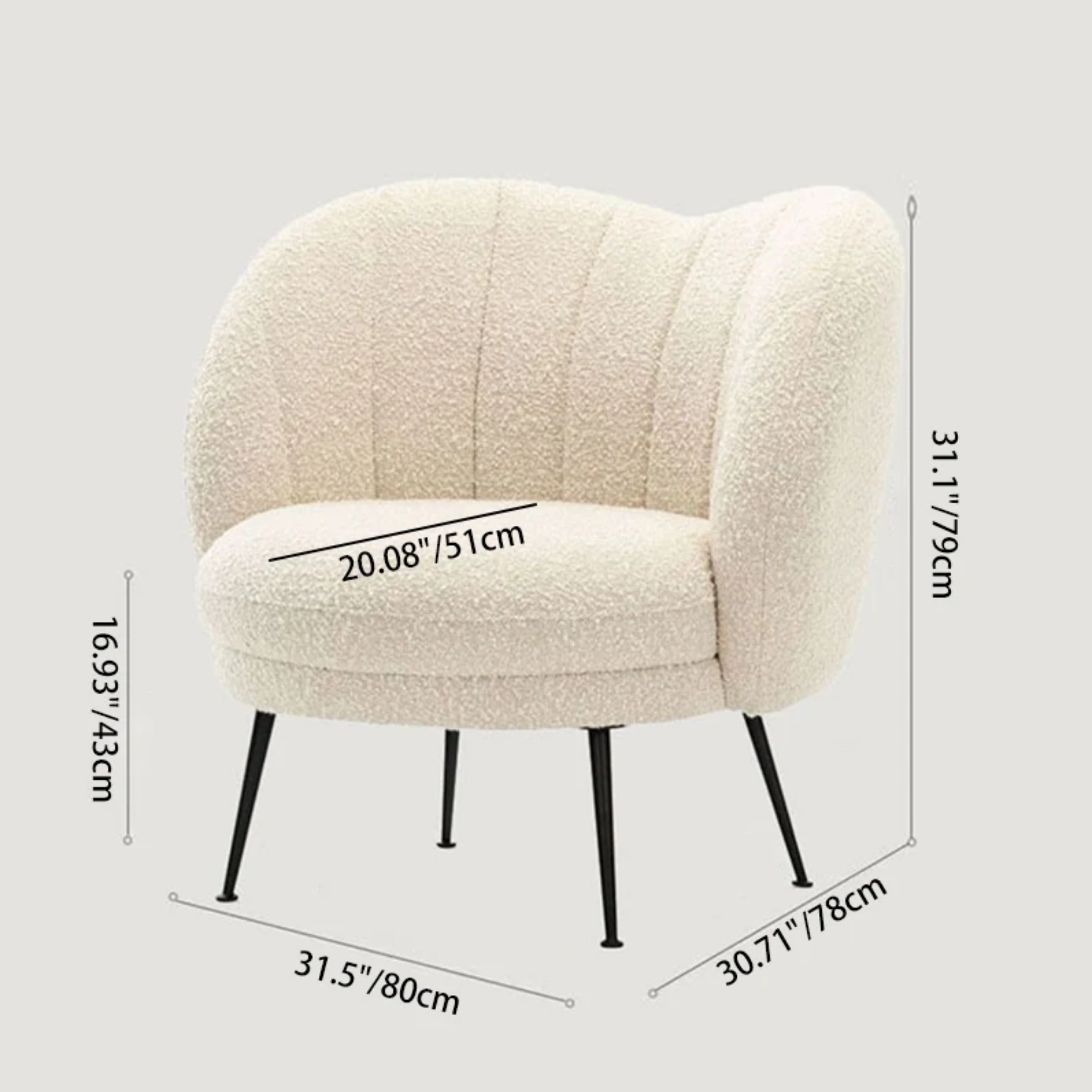 Modern sherpa accent chair dimensions and measurements