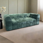 Side view of modern fabric sofa