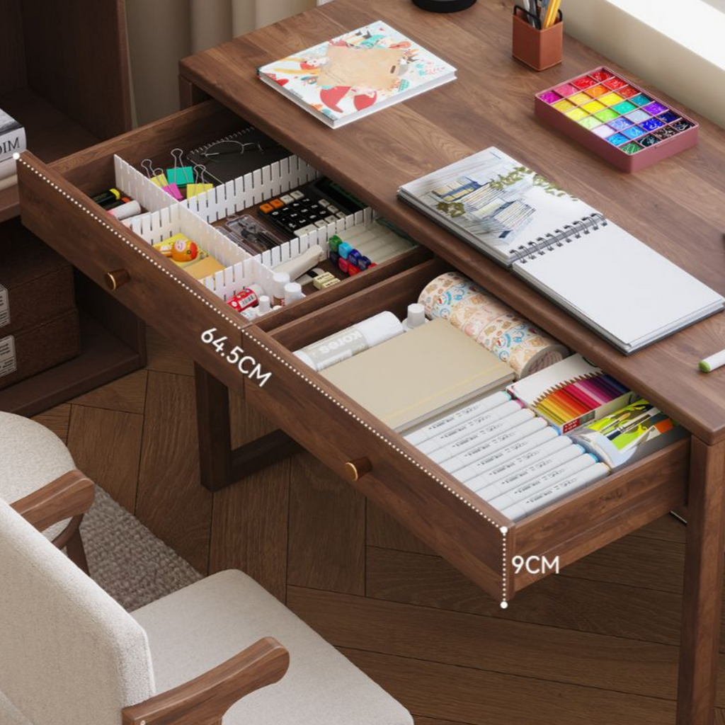 Close-up of the double drawer storage