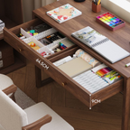 Close-up of the double drawer storage