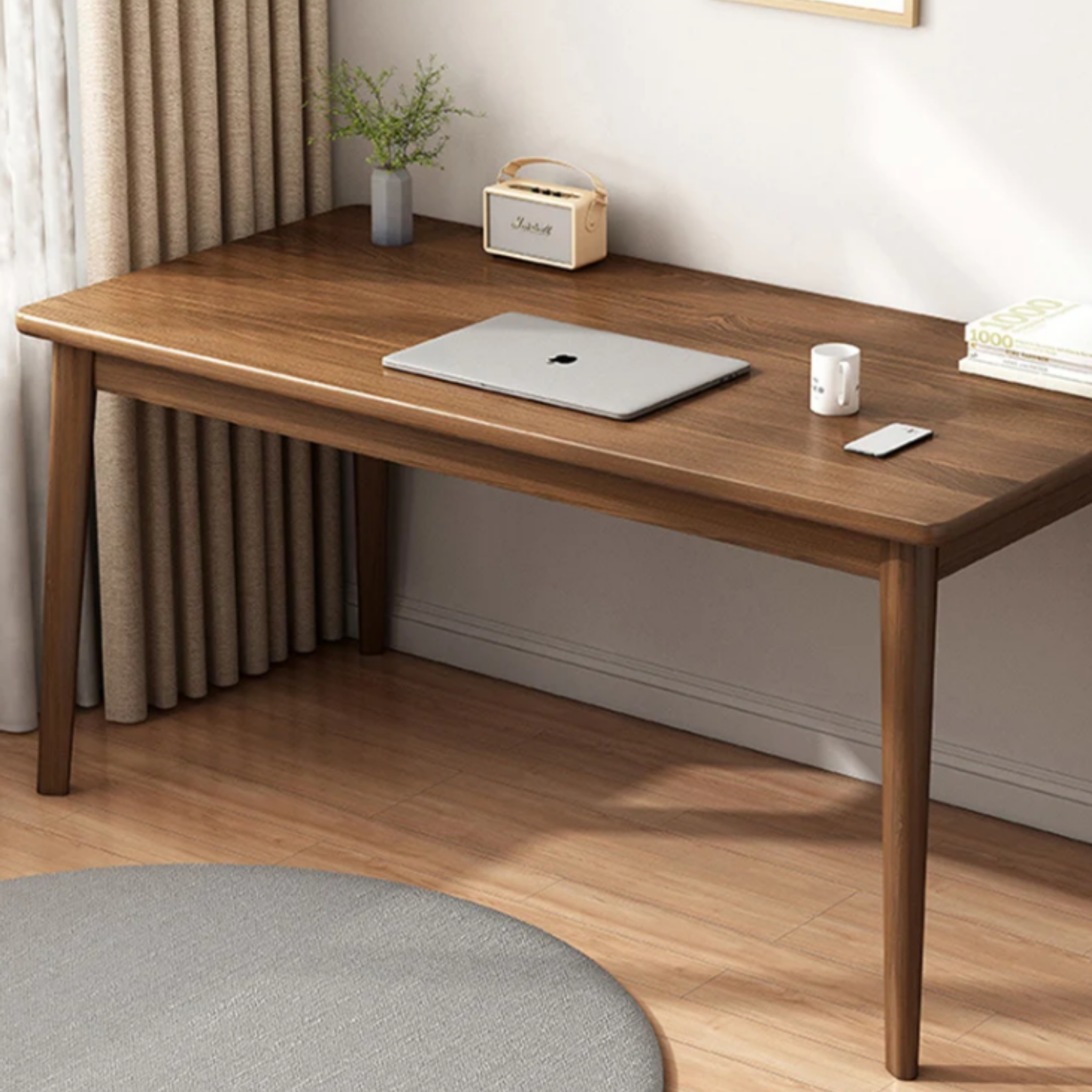 Modern solid wood computer desk in walnut finish
