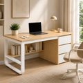 Modern solid wood and metal computer desk