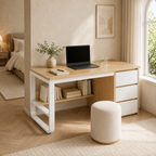 Solid wood computer desk with storage