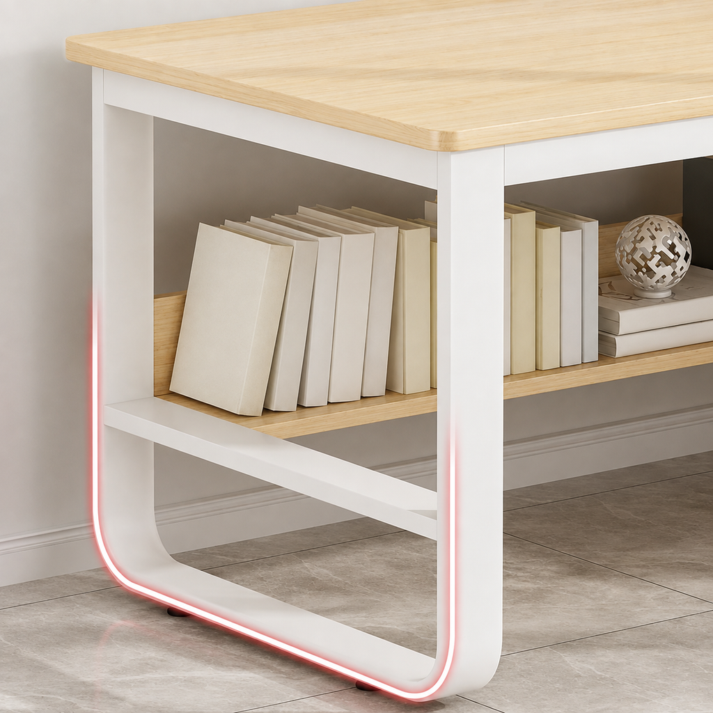 Wood and metal desk for home office