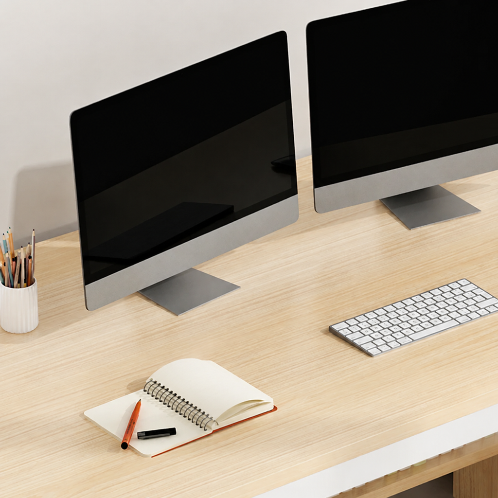 Solid wood computer desk with storage