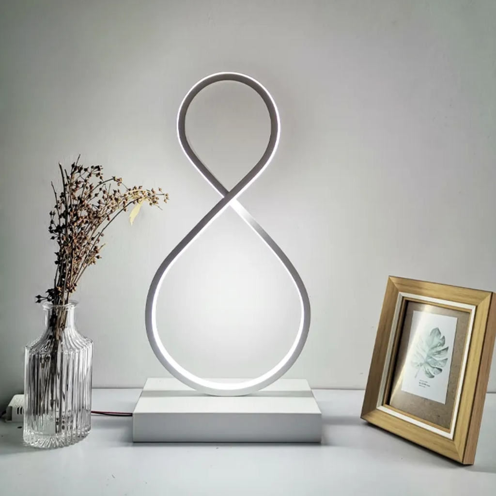 Rear view of the modern spiral LED table lamp