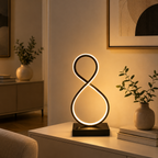 Modern 8-shaped LED table lamp in black