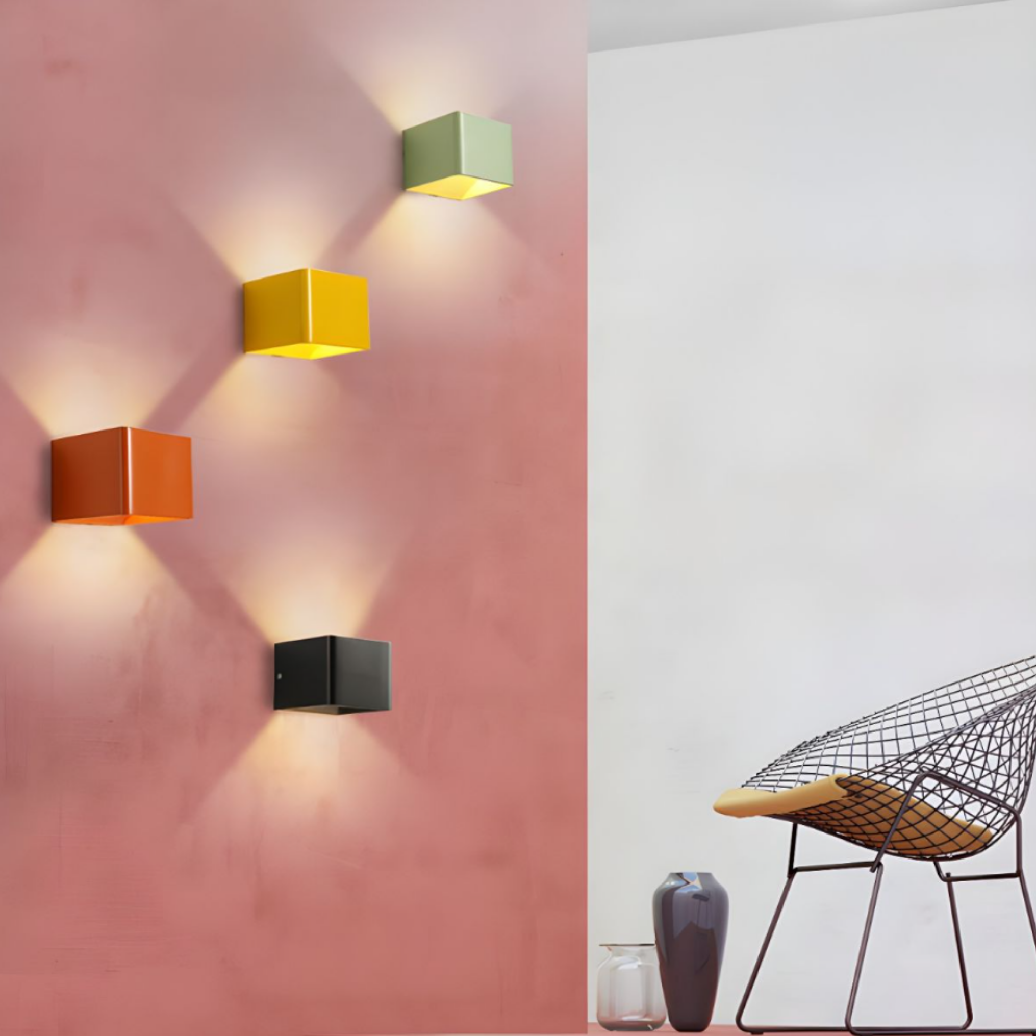 Modern square wall light in a contemporary interior