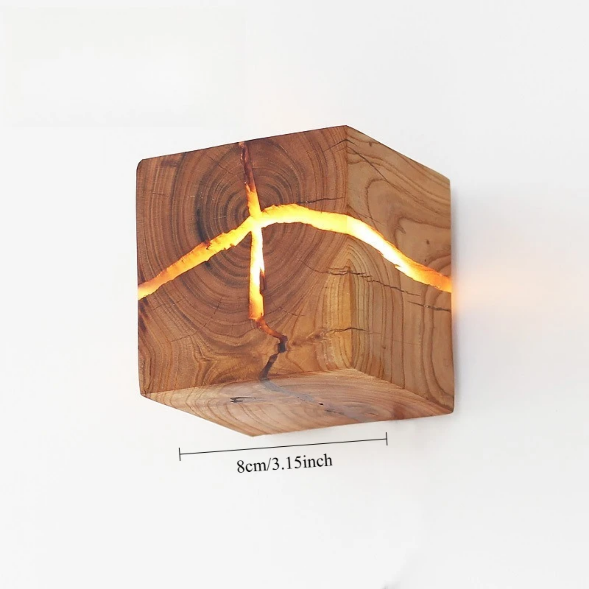 Dimensions of the modern square wood wall sconce