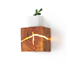 Side profile of the modern square wood wall sconce