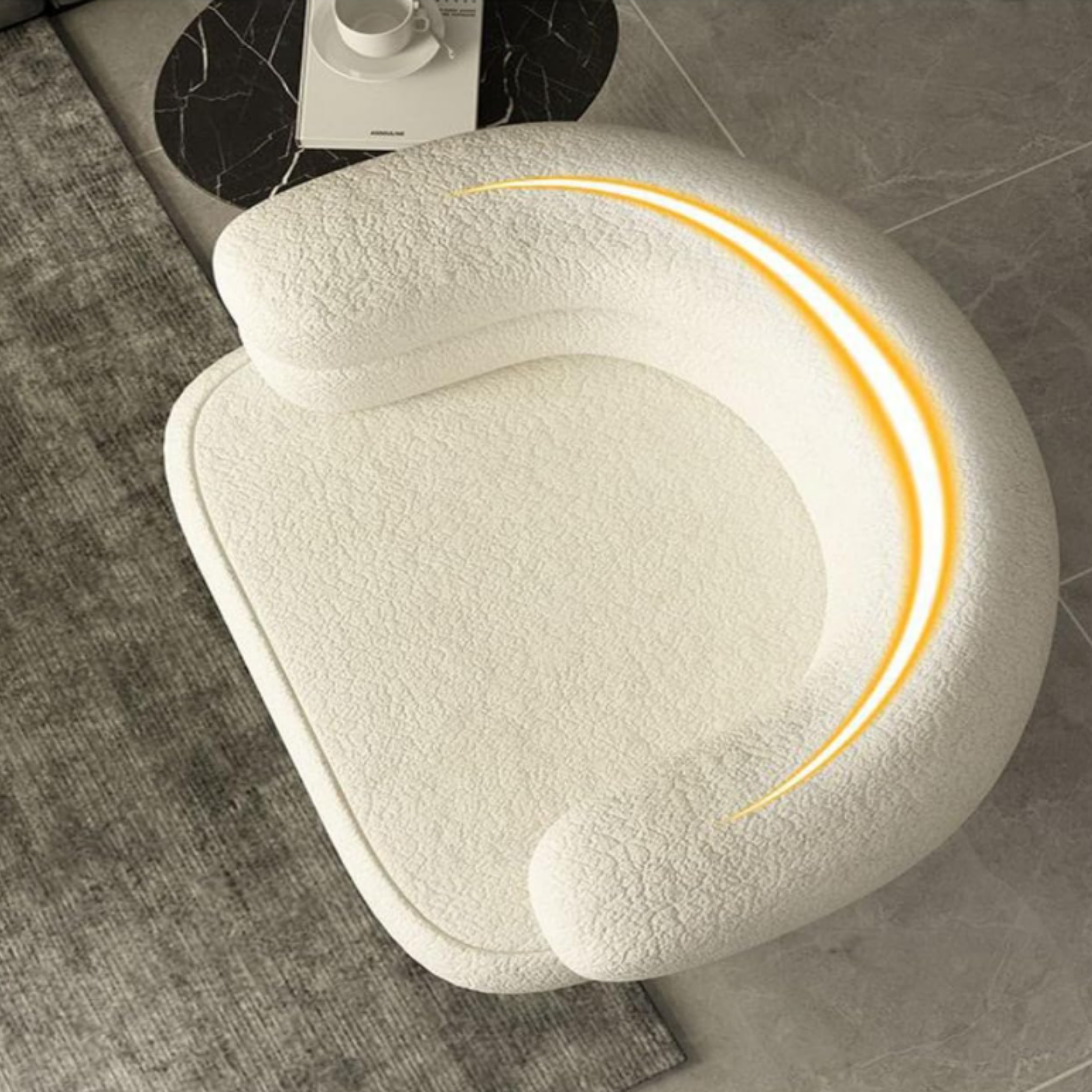 Curved backrest of modern teddy fleece accent chair