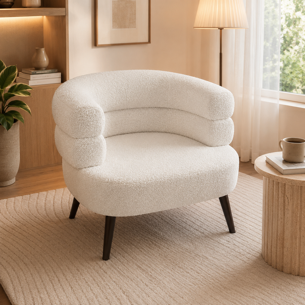 Modern teddy chair for living room with soft upholstered seat