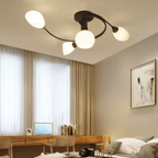 Modern vintage glass flush mount chandelier with 4 lights in a bedroom
