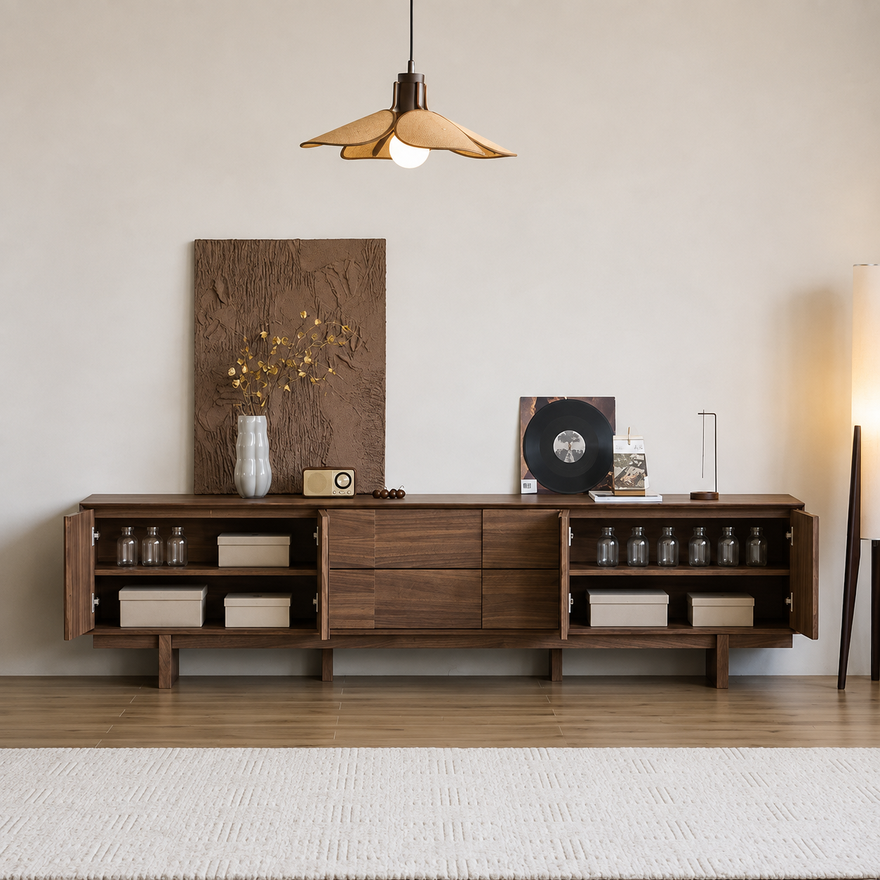 TV Stand Modern Entertainment Center with Storage Cabinet for Living Room Media Console Home Furniture TV Unit Organizer