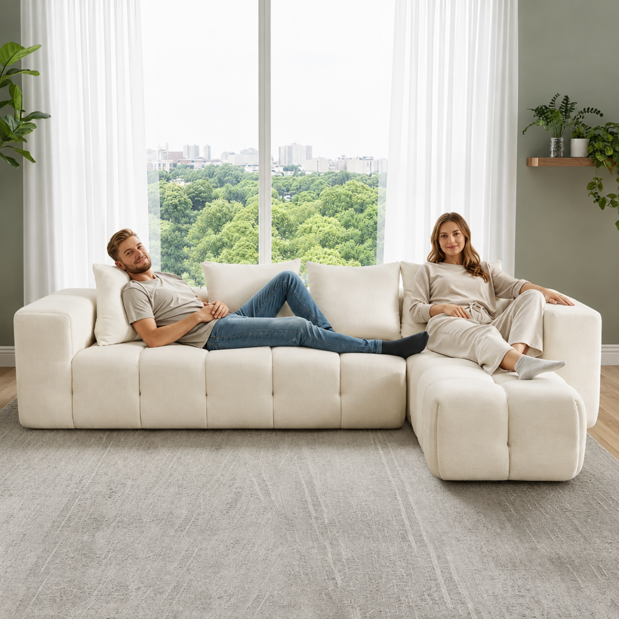 Modular sofa in family room
