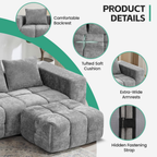 Secure fastener detail of modular sofa