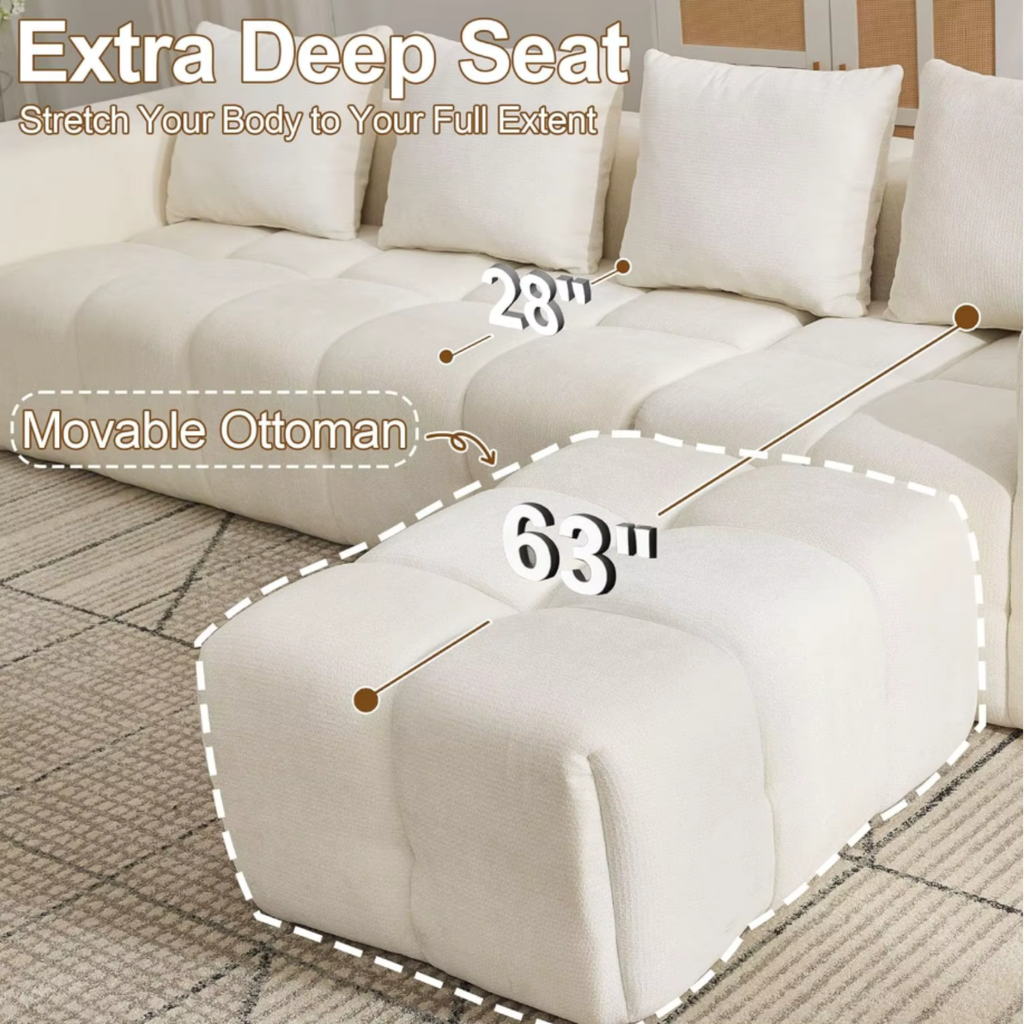 Movable ottoman for modular sectional sofa