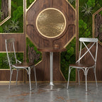 Industrial restaurant table and chairs set for cafe or bistro