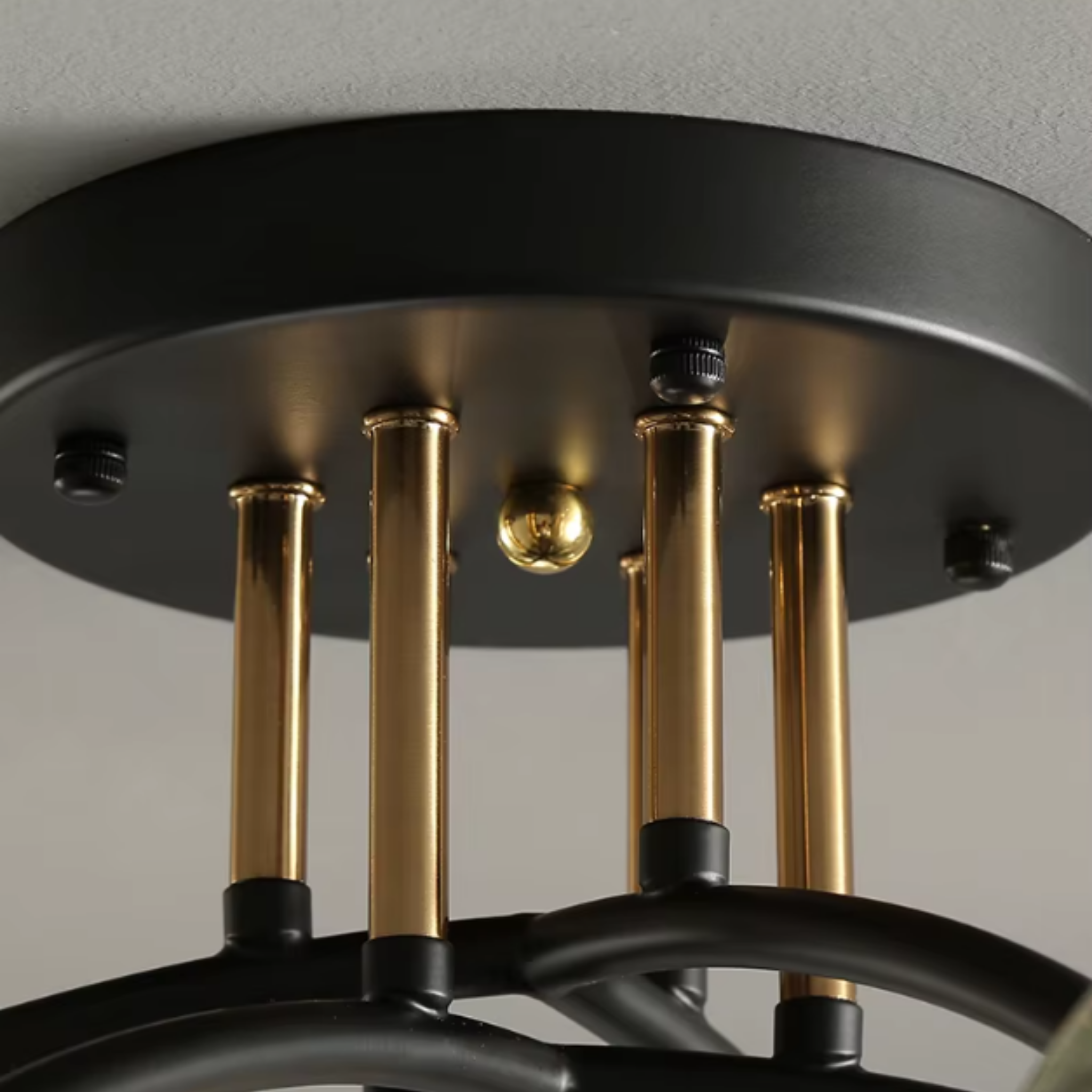 Detail of the multi-light ceiling fixture