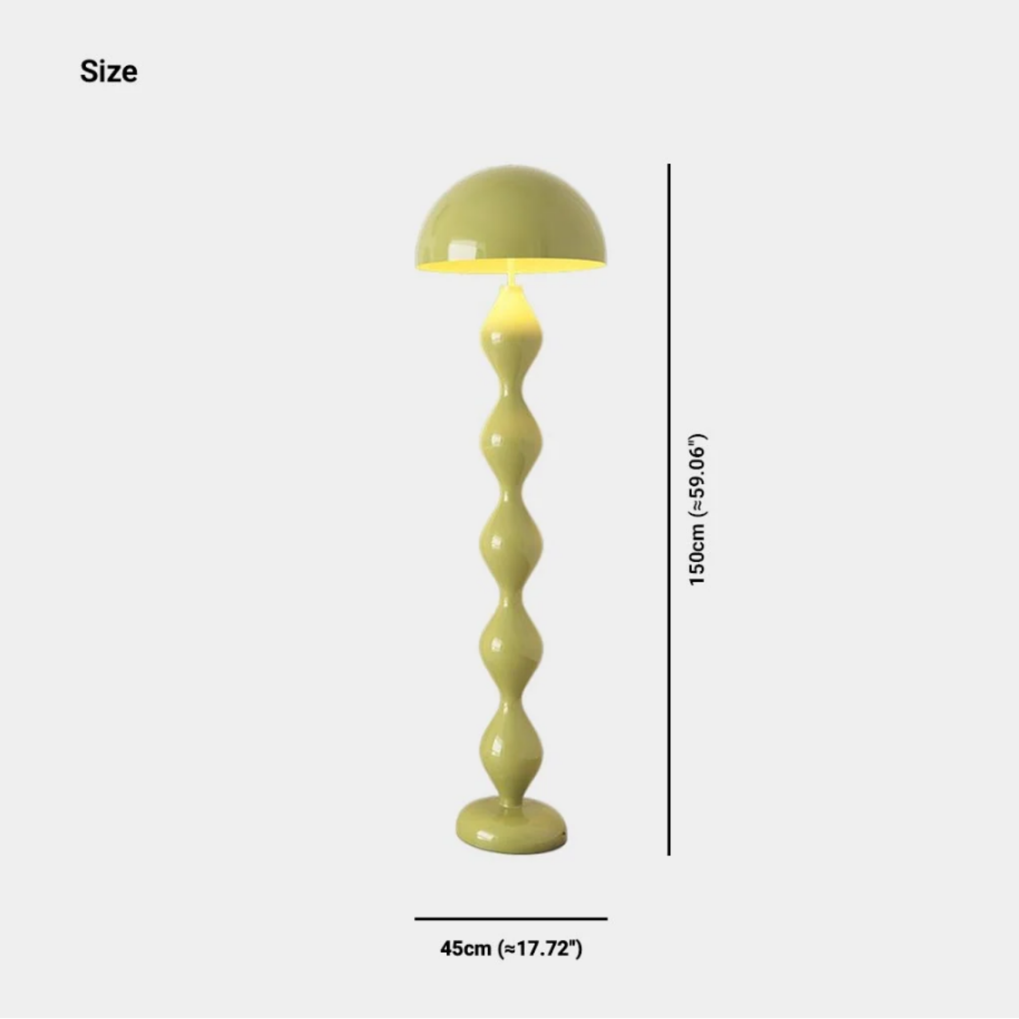 Modern mushroom floor lamp height and dimensions