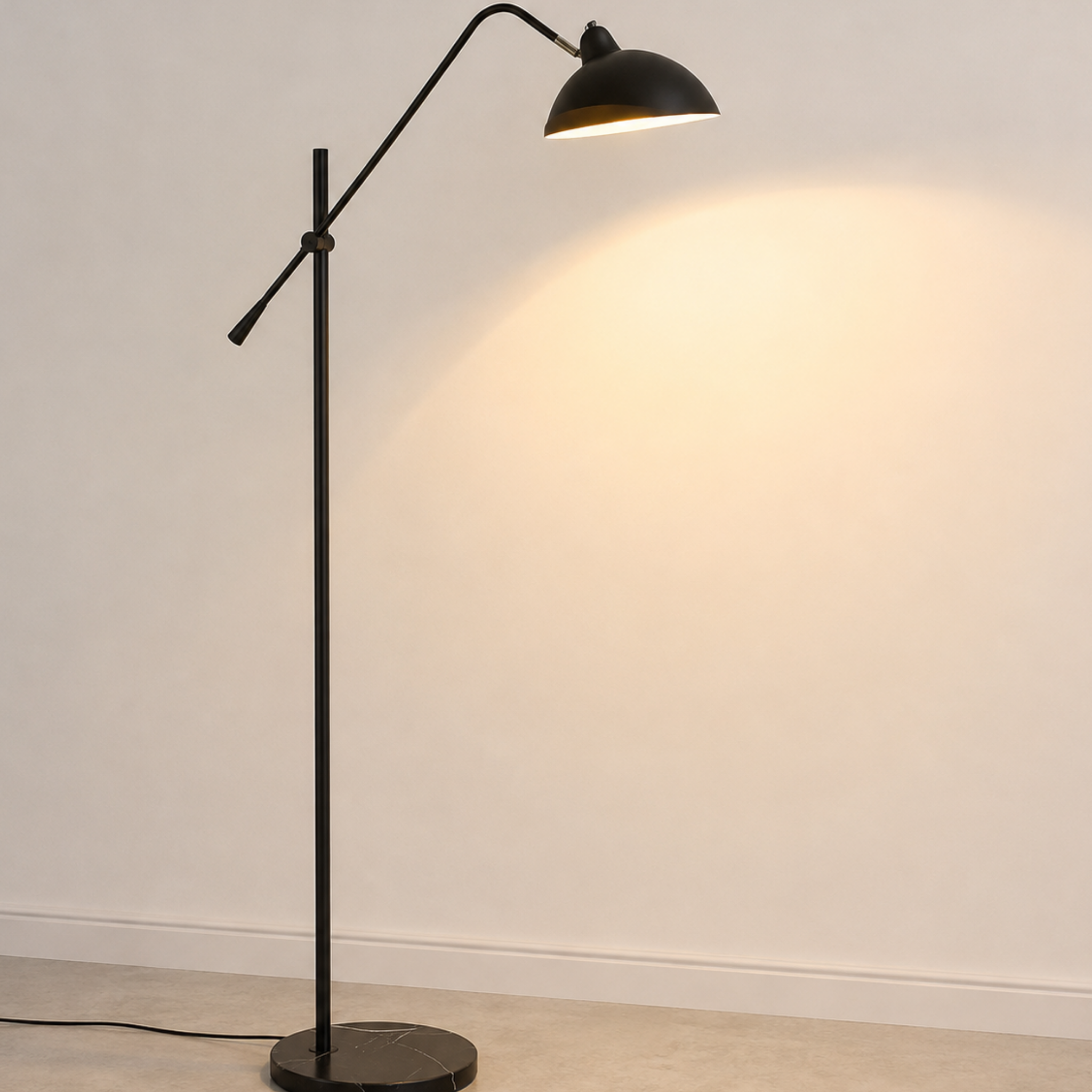 Nordic black adjustable floor lamp with marble base