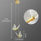 Dimensions of the Nordic butterfly LED pendant hanging ceiling light 2 lights