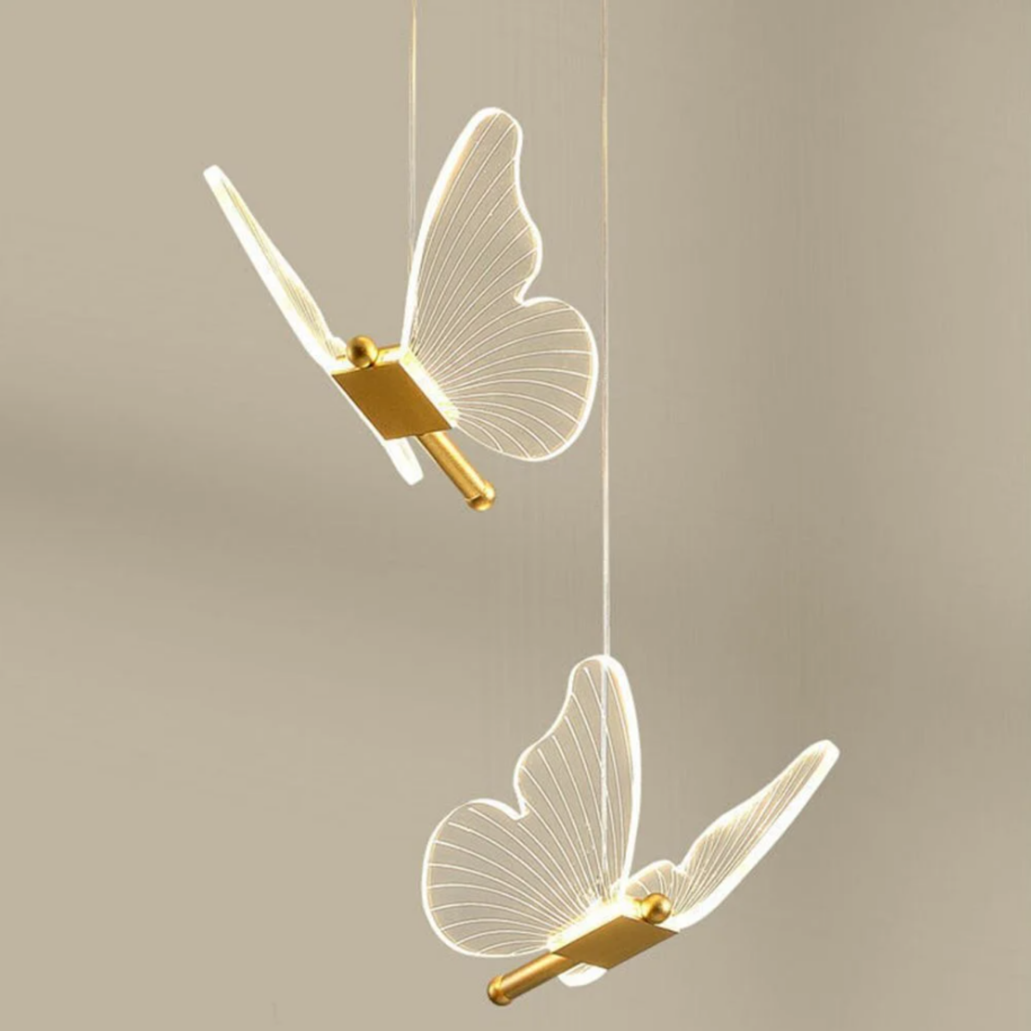 Nordic butterfly LED pendant ceiling light 2 light turned on