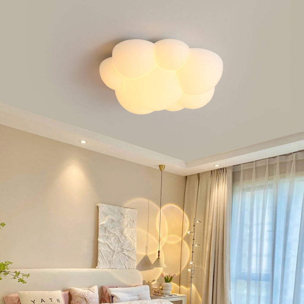 Nordic cloud LED light in a bedroom