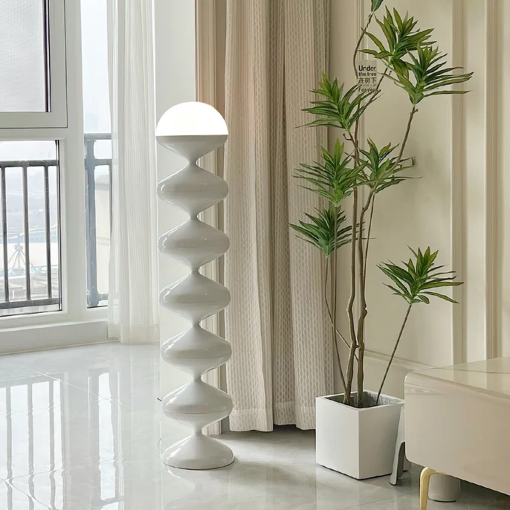 Nordic cream gourd floor lamp in a bedroom