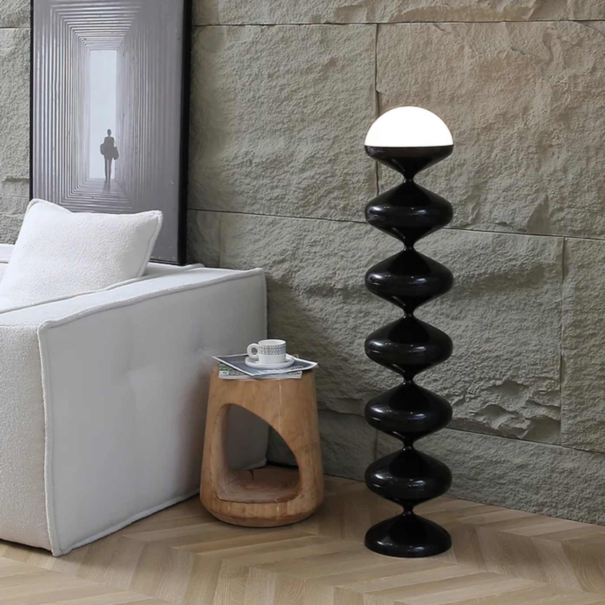 Nordic cream gourd floor lamp in a home office
