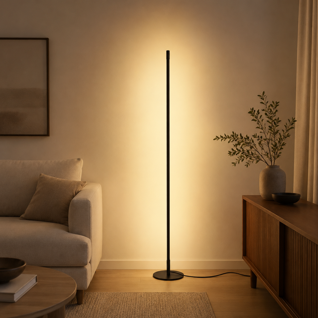 Modern Nordic LED floor lamp in a living room