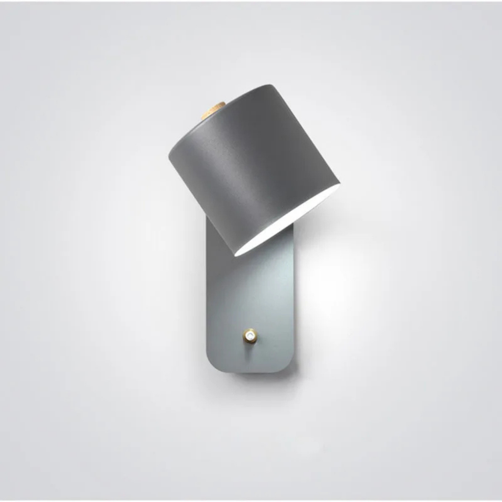 Nordic modern LED wall sconce with switch in grey